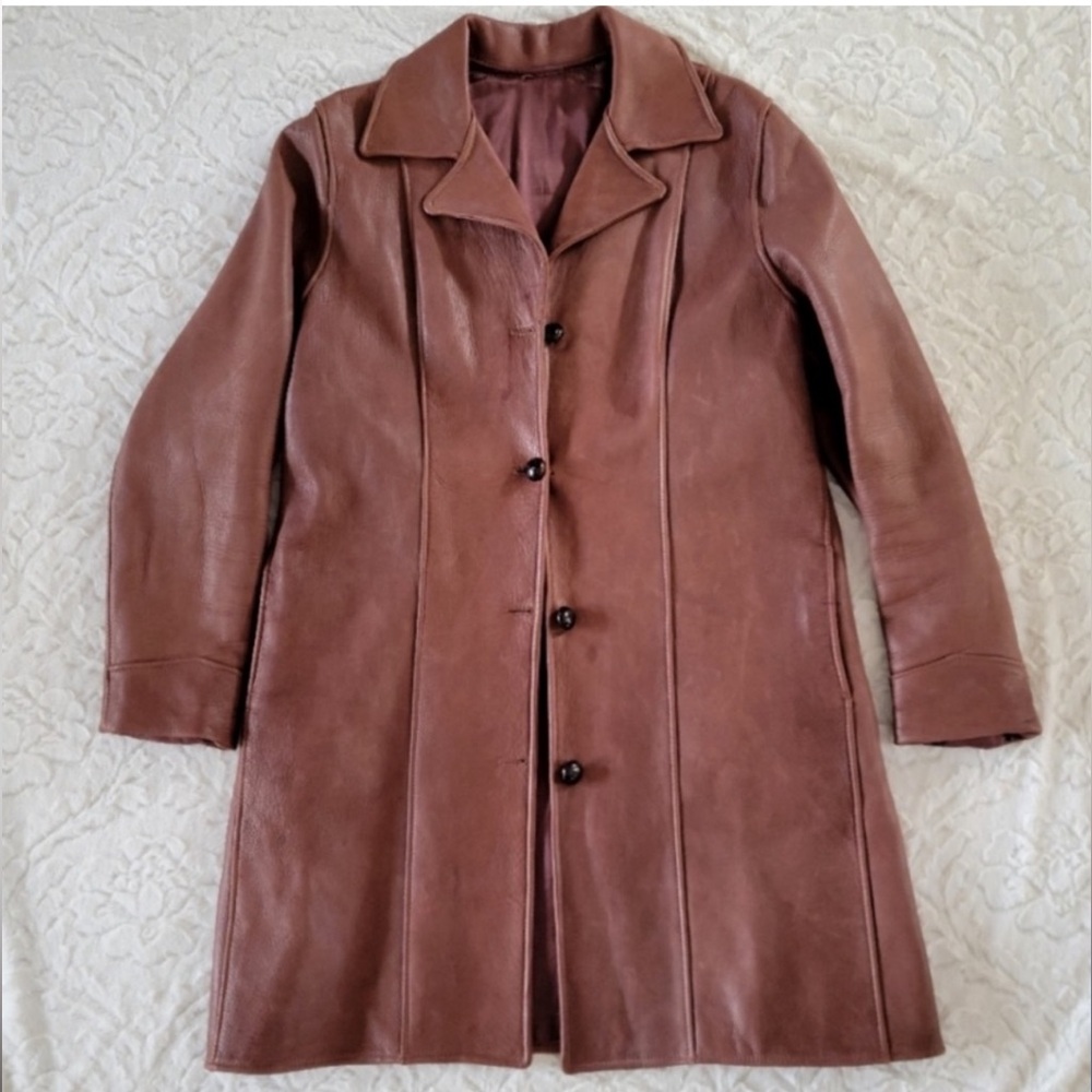 SPOKANE GLOVE TANNING CO. One of a kind Vintage Leather trench Jacket